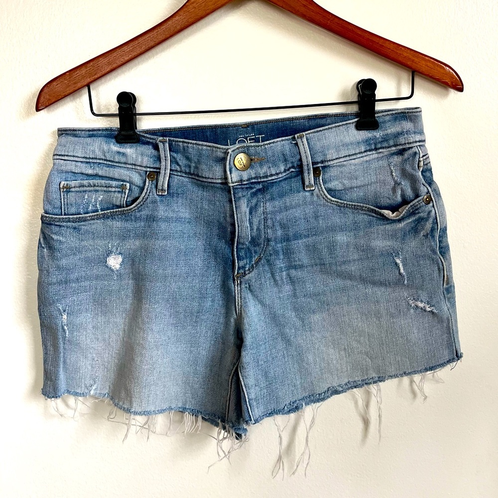 Ann Taylor Loft 4” denim shorts.